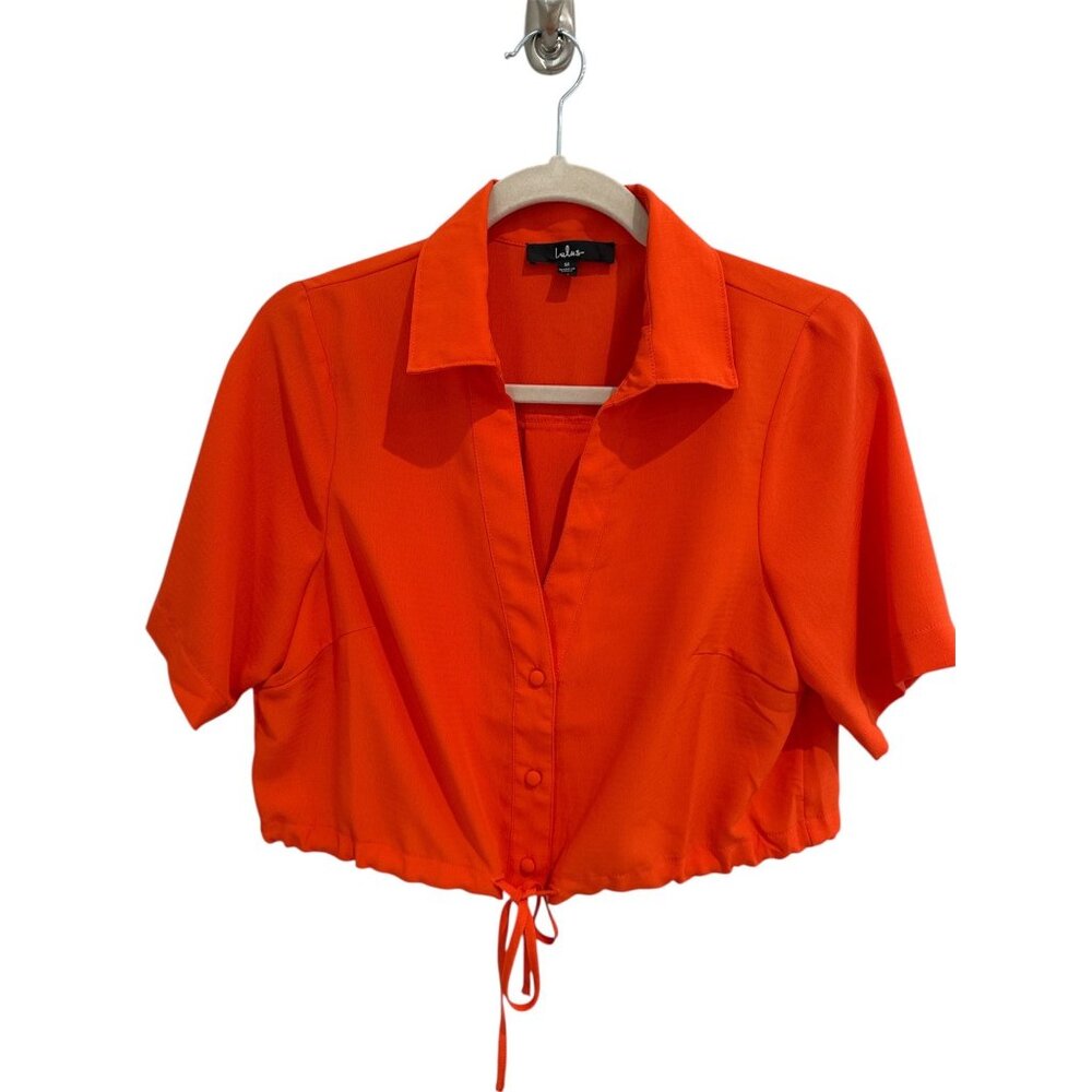 Lulus Drawstring Waist Cropped Button-Up, Size Me… - image 5